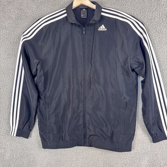 Adidas Jacket Mens Medium Black Windbreaker Golf Golfer Outdoor Hike‎ Gym Run - Picture 1 of 14